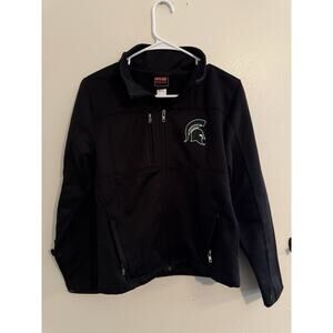 Michigan State Spartans Jacket Mens Medium Black Genuine Stuff Full Zip